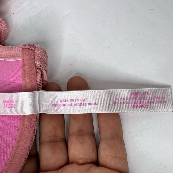 Pink by Victoria Secret Date Push-Up Lace Rose Pink Front  Closure Bra Size 34DD - Picture 6 of 9